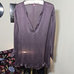 Calypso St. Barth Loose Purple 100% Silk Blouse